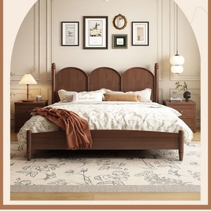 Solid Wood <b>Bed</b> 1.5M 1.8M <b>Platform</b> <b>Bed</b> Durable Vintage Style Bedroom Furniture - Product Image 4