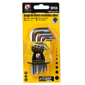 Set di chiavi esagonali Erpsl da 9 pezzi, 1,5-10 mm, corte, finitura opaca, chiavi a brugola di grado industriale - Product Image 1