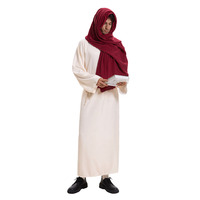 Robe de style arabe médiéval vintage pour Halloween, costume de cosplay missionnaire de Dubaï, rouge et blanc contrastés, pour homme adulte religieux