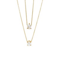 Collier pendentif ovale goutte d'eau plaqué or 18 carats avec zircon solitaire, collier ras du cou en acier inoxydable avec cristal CZ pour femme