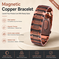 Joyería Magnética de Cobre Puro, Joyería de Terapia Magnética, Brazalete de Cadena de Doble Hilera en Bronce Antiguo para Marcas Personalizadas al por Mayor