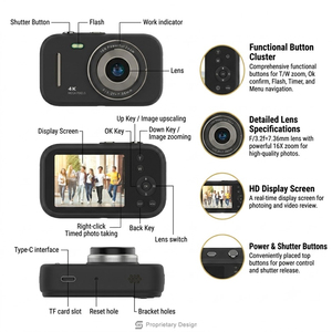 Caméra de vlogging 4K 2K UHD 48MP avec autofocus, écran IPS 2,8 pouces, capteur CMOS 2MP, 17 filtres, enregistreur MP3 800mAh, carte SD 128 Go – Idéale pour débutants et étudiants - Product Image 6