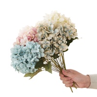 Vente en gros d'hortensias artificiels à 6 tiges, fausses fleurs pour la décoration de mariages et de fêtes d'anniversaire