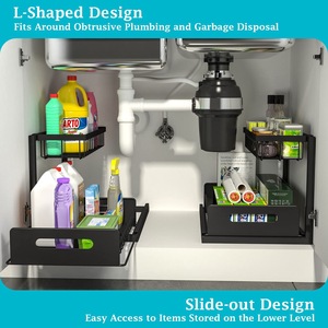 Cesta extraíble para fregadero, organizador multifuncional de gabinete, tipo rectangular con inserción de pernos - Product Image 4