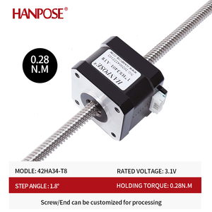 HANPOSE Nema17 สเต็ปเปอร์มอเตอร์แรงบิดสูงความแม่นยำสูง 28N CM 1.3A 42HA34/40/48/60-T8*<span class=keywords><strong>2</strong></span>/4/8 50-500 มม. มอเตอร์แบบสกรูทะลุแกน - Product Image 3