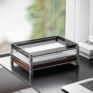 Aluminum Frame Acrylic <b>Tea</b> Tray Solid Wood Rectangular Dry Brewing Table Light Luxury <b>Tea</b> <b>Set</b> Storage - Product Image 1