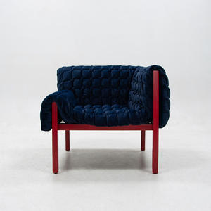 Fauteuil d'angle italien moderne, mobilier minimaliste de luxe, chaise de salon avec structure métallique, fauteuil d'appoint de luxe pour la maison - Product Image 4