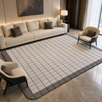 Tapis de sol neutre à grille fine 100% laine de Nouvelle-Zélande, fait main, à boucles coupées, résistant aux taches, personnalisé, style nordique, pour chambre et salon