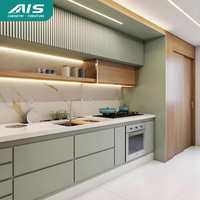 AIS 2025 Mobilier de cuisine en gros de luxe modulaire Ensembles d'armoires de cuisine sur mesure en bois massif Meubles de cuisine avec îlot