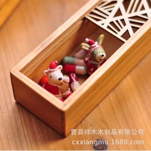 Wooden <b>Box</b> Rectangle 2.5cm High Engraved Hollow Office Organizer Desktop <b>Storage</b> <b>Drawer</b> Organizer - Product Image 3