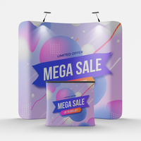 Bannière de toile de fond d'exposition légère et portable en tissu tendu, personnalisable, 8ft 10ft, avec impression par sublimation pour salons professionnels