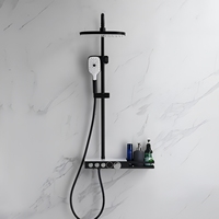 Ensemble de douche de luxe à bouton-poussoir pour salle de bain, avec pommeau de douche pluie douce, système de robinetterie de douche apparente contemporain chaud/froid
