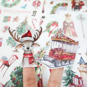 1 <span class=keywords><strong>Libro</strong></span> de Pegatinas Navideñas de Dibujos Animados, Decoraciones para Diario, Estilo Europeo Vintage, Material para Diario Escrito a Mano, <span class=keywords><strong>Libro</strong></span> de Pegatinas Troqueladas - Product Image 4