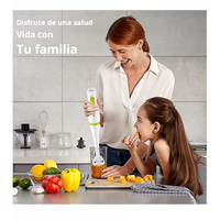 Mixeur Plongeant Électrique 200W à 2 Vitesses avec Bouton Rotatif, Broyeur à Glace Silencieux, Hachoir pour Aliments Bébé, 2 Lames, Prise UK, Idéal Hôtellerie