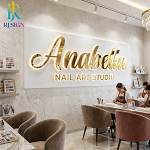 <span class=keywords><strong>Letras</strong></span> LED Acrílicas Metálicas 3D <span class=keywords><strong>con</strong></span> Espejo Dorado Personalizadas, Letrero Publicitario Retroiluminado para Bares, Oficinas, Salones de Belleza, Barberías - Product Image 3