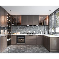 Meubles de cuisine européens modulaires Shaker, granit artificiel, bord biseauté, panneaux mélaminés modernes, construction en contreplaqué, 2 ans de garantie