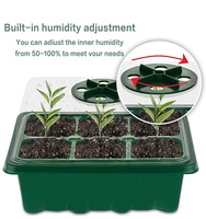 Vente en gros plateau de culture de graines de plantes de pépinière de jardin avec couvercle kit de plateau de démarrage de semis de germination à 12 cellules avec lumière de croissance en dôme