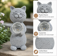 Niedliche Katzen-Gartenfigur mit Solar-Glaskugel, Dekoration für Draußen, ein Liebevolles Geschenk für Katzenliebhaber und Gartenerntäucher
