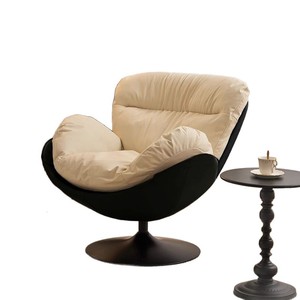 Fauteuil en cuir véritable rotatif en forme d'œuf, style minimaliste de luxe léger, pour une <span class=keywords><strong>personne</strong></span>, décontracté, balcon, paresseux, meubles italiens pour la maison - Product Image 4