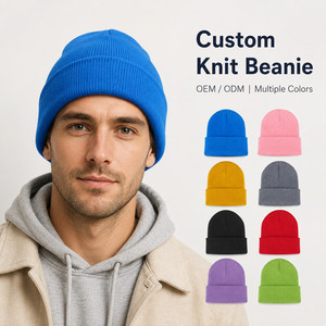 Gorros de Punto Personalizados al por Mayor con Logotipo, Gorro de <span class=keywords><strong>Invierno</strong></span> Suave y Cálido de Acrílico para <span class=keywords><strong>Hombre</strong></span> y Mujer, Gorro Promocional en Blanco - Product Image 1