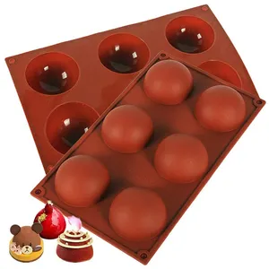 사용자 정의 로고 6 캐비티 핫 초콜릿 폭탄 금형 하프 라운드 실리콘 케이크 금형