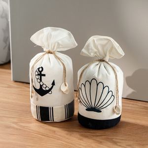 Butée de porte ronde en tissu de style nautique avec motif ancre, à fixer au sol, décorative pour la maison - Product Image 2