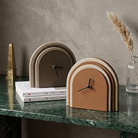 Horloge de bureau en forme d'arche, style minimaliste nordique, horloge de table moderne de luxe en cuir PU pour la maison, le salon, le bureau, la décoration de bureau
