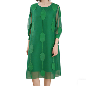 <span class=keywords><strong>Abito</strong></span> Casual plissettato <span class=keywords><strong>verde</strong></span> menta nuovo Design <span class=keywords><strong>elegante</strong></span> con o-collo e stampa digitale anteriore senza spalline leggero - Product Image 3