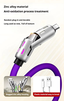 Cable de Datos 4 en 1 de Aleación de Zinc y Silicona de 1M, 240W, Carga Rápida para Auto, Luz Ambiental con Efecto Arcoíris, Compatible con Apple 16