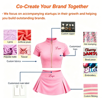 Ensemble 3 pièces pour femme : Veste, mini-jupe et short intégré – Tenue de sport moulante en tissu à séchage rapide
