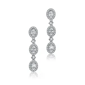 Keiyue nickel free 925 sterling silver ear tennis zirconia jewelry earrings fine jewelry earrings for women