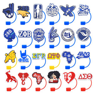 10mm Sororité Silicone <span class=keywords><strong>DELTA</strong></span> SIGMA THETA 1913 Rouge et Bleu OES Fraternité Paille Topper Charmes pour Accessoires De Fête - Product Image 2