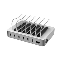 Station d'accueil USB universelle à 6 ports avec charge rapide QC3.0 pour ordinateur portable et montre connectée - Station de charge électronique portable 60W
