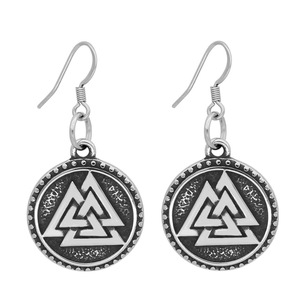Vente en gros Norse Rune <span class=keywords><strong>Viking</strong></span> Odin Triangle Marteau de Thor Boucles <span class=keywords><strong>d</strong></span>'oreilles en acier inoxydable pour hommes - Product Image 6