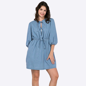 Robe d'été décontractée en denim imprimée personnalisée pour femmes, fabricant pour femmes - Product Image 4