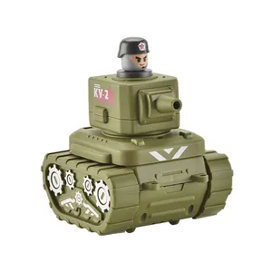 군사 슬라이딩 전투 장난감 탱크 어린이 Diy 조립 장난감 탱크 디스플레이 상자 프레스 슬라이드 앞으로 육군 군사 장난감