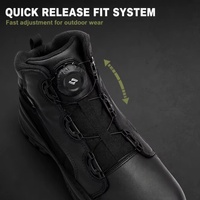 Bottes tactiques en cuir noir avec système de laçage à dégagement rapide pour hommes, pour l'extérieur, OEM, en gros, personnalisables, ISO CE