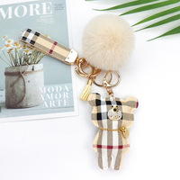 Porte-clés à pompon en cuir personnalisé, nouveau style, porte-clés de luxe de styliste