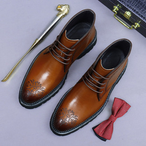 Botas Martin de Hombre con Cordones, Estilo Británico, Punta Redonda, Suela Gruesa, de Cuero Genuino, a Media Pantorrilla, Modernas y Versátiles para Otoño-Invierno - Product Image 5