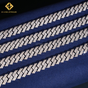 Tại Mỹ Kho Iced out Hip Hop Bạc S925 12Mm Fl Moissanite Kim Cương Gra Giấy Chứng Nhận Miami Cuba Chuỗi & Vòng Đeo Tay Người Đàn Ông Phong Cách - Product Image 2