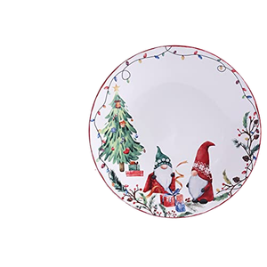 Juego de 4 Platos Navideños con Diseño de Gnomos de Dibujos Animados, Platos Grandes de Cerámica de 11 Pulgadas para Pasta y Filetes, Elegantes Platos para Servir, Aptos para Microondas y Lavavajillas - Product Image 1