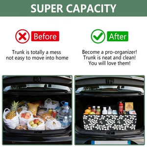 HawaiianHau Flower Pattern Black <b>Collapsible</b> Utility <b>Storage</b> Tote Custom Print Heavy Duty Foldable Reusable Grocery Shopping Bag - Product Image 4