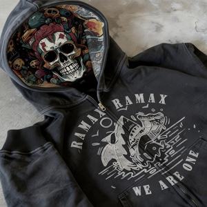 Sudadera con Capucha Personalizada con Logotipo, Estilo Urbano, de Alta Calidad, con Efecto Desgastado por el Sol, Pintura en Aerosol, para Hombre, de Invierno, de Forro Polar y Algodón, Estilo Vintage, Lavado Ácido - Product Image 3