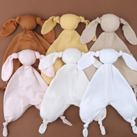 Couverture douce en mousseline de coton biologique OEM pour bébé, motif lapin, anti-statique, certifiée GOTS, 6 couleurs, lavable en machine