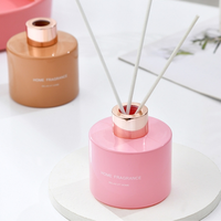 Bouteille diffuseur de parfum d'ambiance vide en verre de 140 ml, cylindrique, colorée, pour aromathérapie, avec surface décorée de luxe