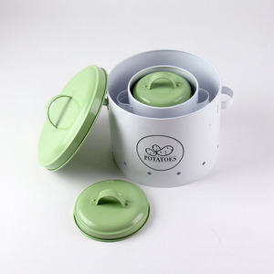 Juego de almacenamiento de verduras de cocina con 3 contenedores que incluyen contenedor de patatas, guardián de cebolla y almacenamiento de ajo en metal con agujeros - Product Image 2