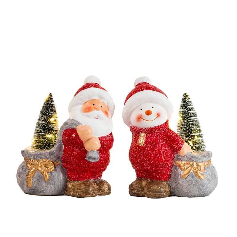 Gốm giáng sinh bức tượng Led Santa Claus và Snowman trang trí quà tặng cho lễ hội Xmas đồ chơi