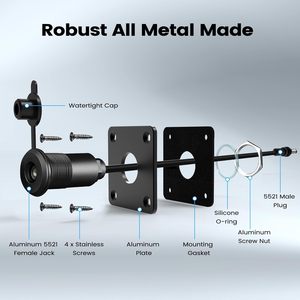 Presa a Muro Impermeabile Starlink <span class=keywords><strong>Mini</strong></span> DC 5521 12V 24V con Cavo di Alimentazione Passante per Montaggio su Pannello 5.5x2.1 per Camper, Roulotte e Barche - Product Image 5