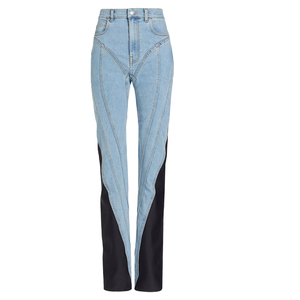Pantalon skinny en denim de créateur de mode pour femmes personnalisé pantalon patchwork serré pour filles sexy jeans deux tons pour femmes - Product Image 1