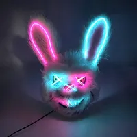 Masque Facial en Plastique LED de Lapin Ensanglanté Luminescent pour Halloween, Bal Masqué, Noël, Danse, Décoration d'Horreur, Cosplay